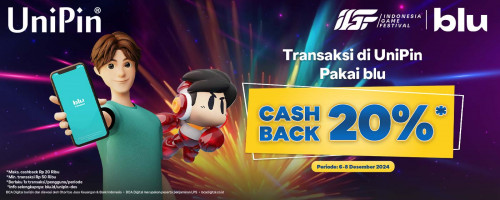 Dapatkan Cashback 20% Setiap Top Up Games di UniPin Pakai blu Khusus di Periode Event IGF 2024!